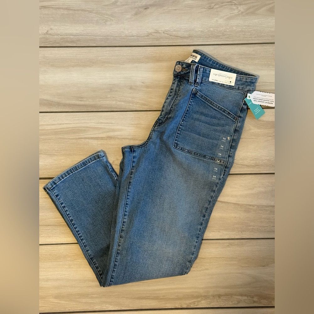 M jeans by Maurices Slim Straight Ankle Blue 14L NWT